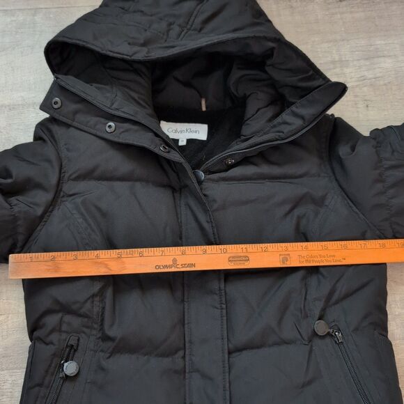 Womens Calvin Klein Size X-small Black Full Zip Jacket Down Puffer Parka - Picture 4 of 6